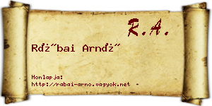 Rábai Arnó névjegykártya